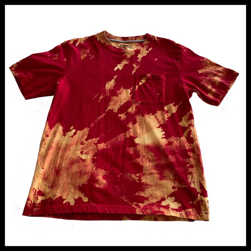 🆕Reverse Tie Dye, Custom Made Red, Yellow T-shirt